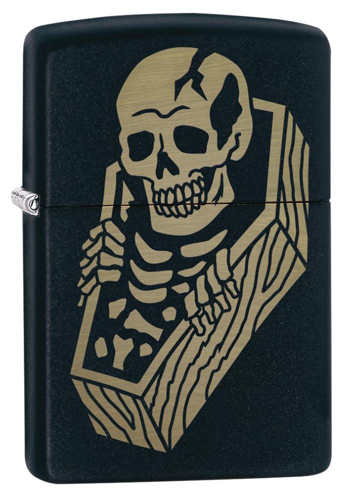 Zippo Skeleton Coffin Design Black Matte Windproof Lighter