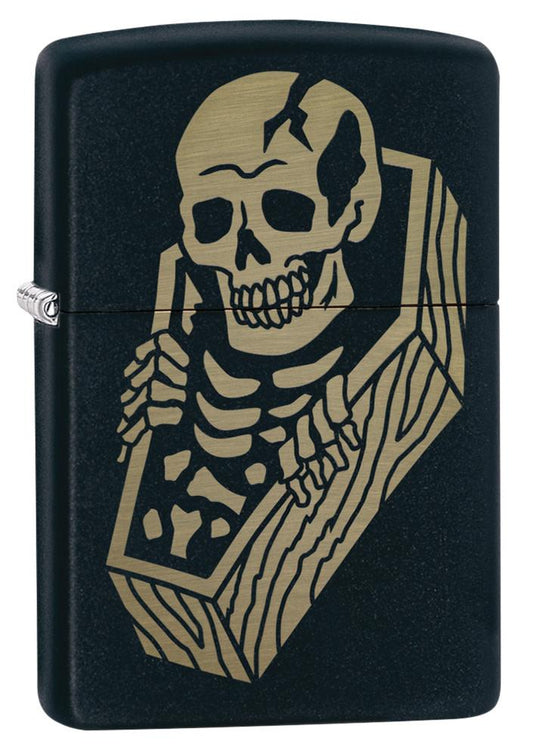 Zippo Skeleton Coffin Design Black Matte Windproof Lighter