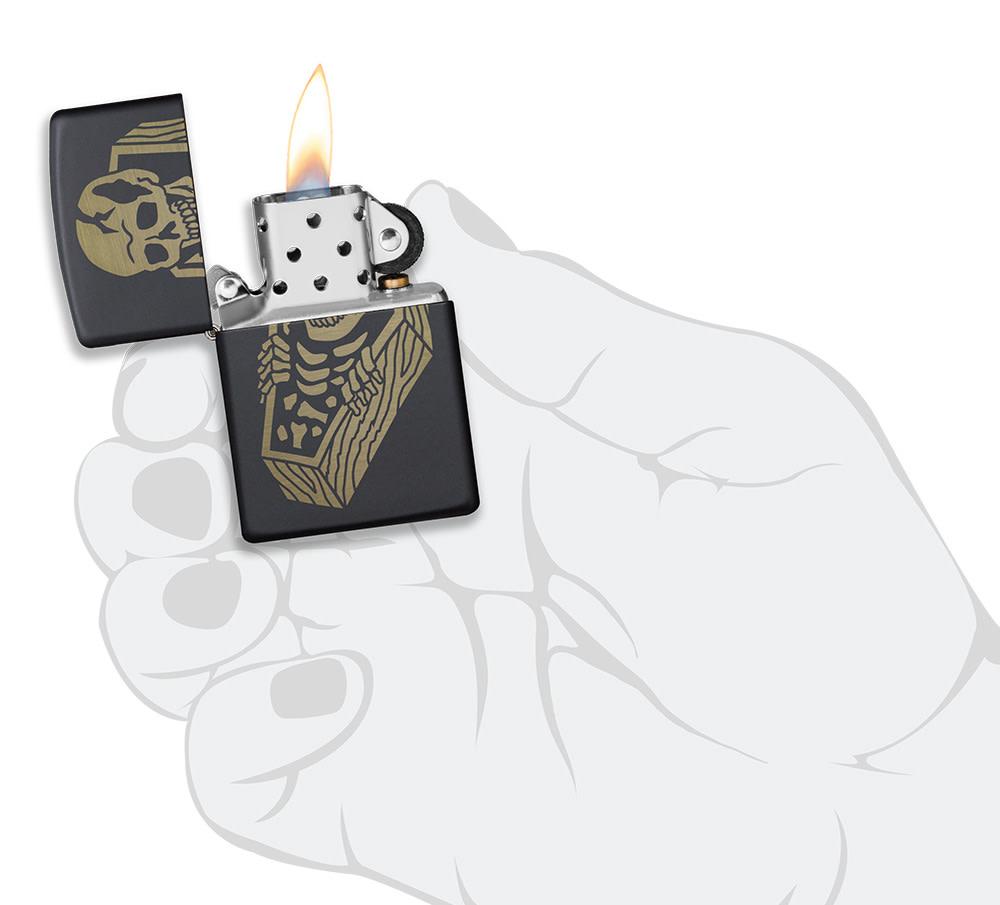 Zippo Skeleton Coffin Design Black Matte Windproof Lighter