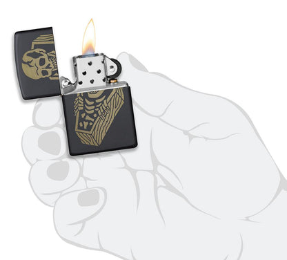 Zippo Skeleton Coffin Design Black Matte Windproof Lighter