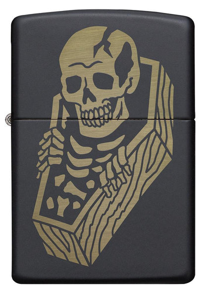 Zippo Skeleton Coffin Design Black Matte Windproof Lighter