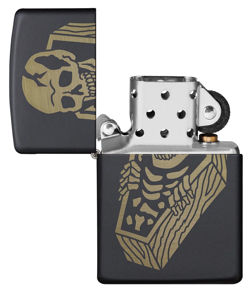 Zippo Skeleton Coffin Design Black Matte Windproof Lighter