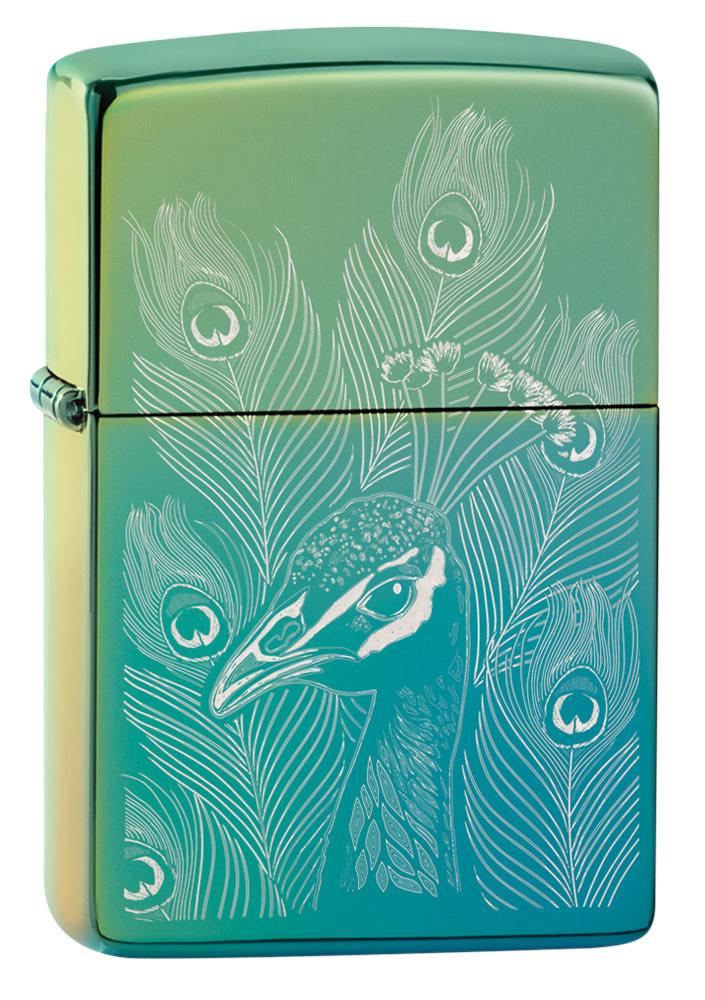 Zippo Peacock Design High Polish Teal Windproof Lighter