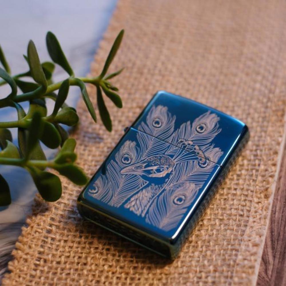 Zippo Peacock Design High Polish Teal Windproof Lighter