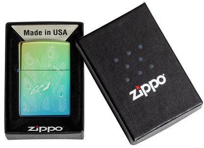 Zippo Peacock Design High Polish Teal Windproof Lighter