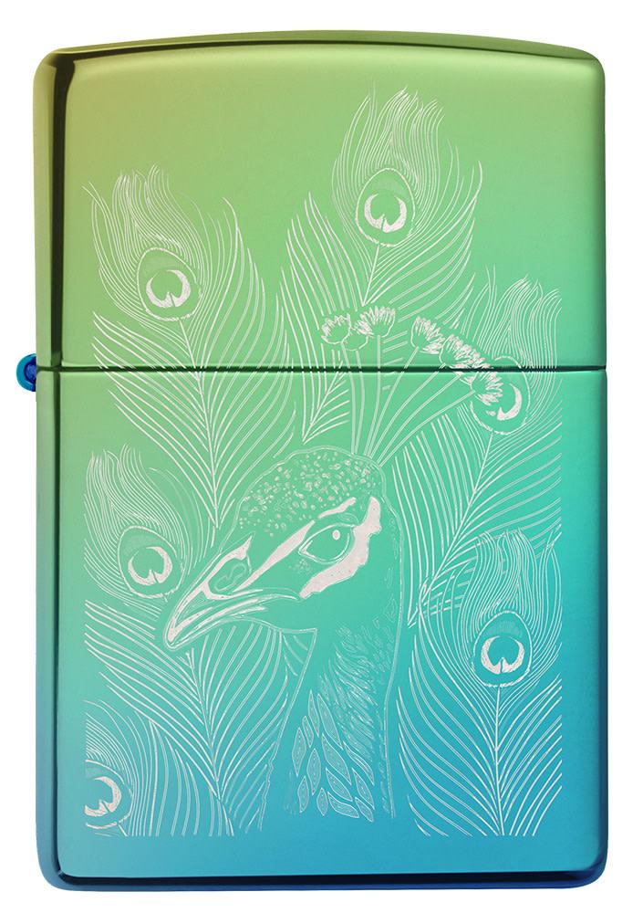 Zippo Peacock Design High Polish Teal Windproof Lighter