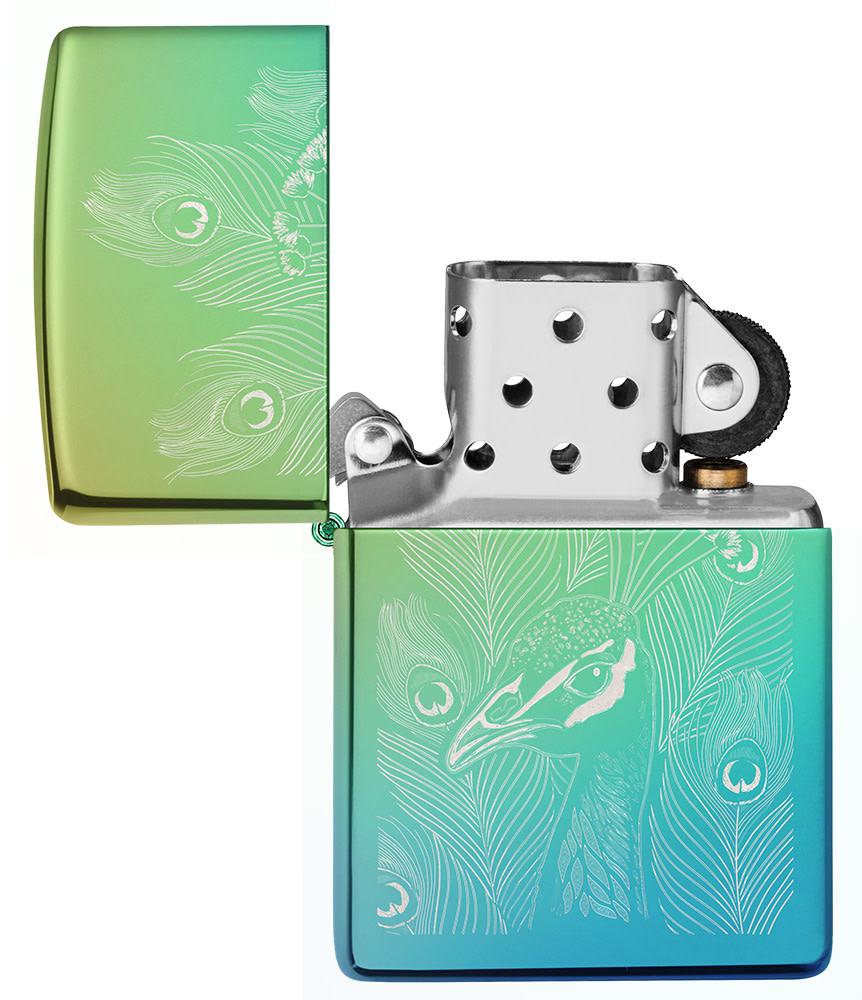 Zippo Peacock Design High Polish Teal Windproof Lighter