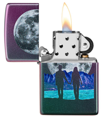 Zippo Moon Couple Design Iridescent Windproof Lighter