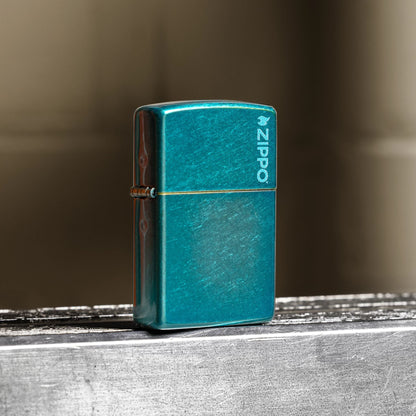 Zippo Classic Candy Teal Logo Windproof Lighter