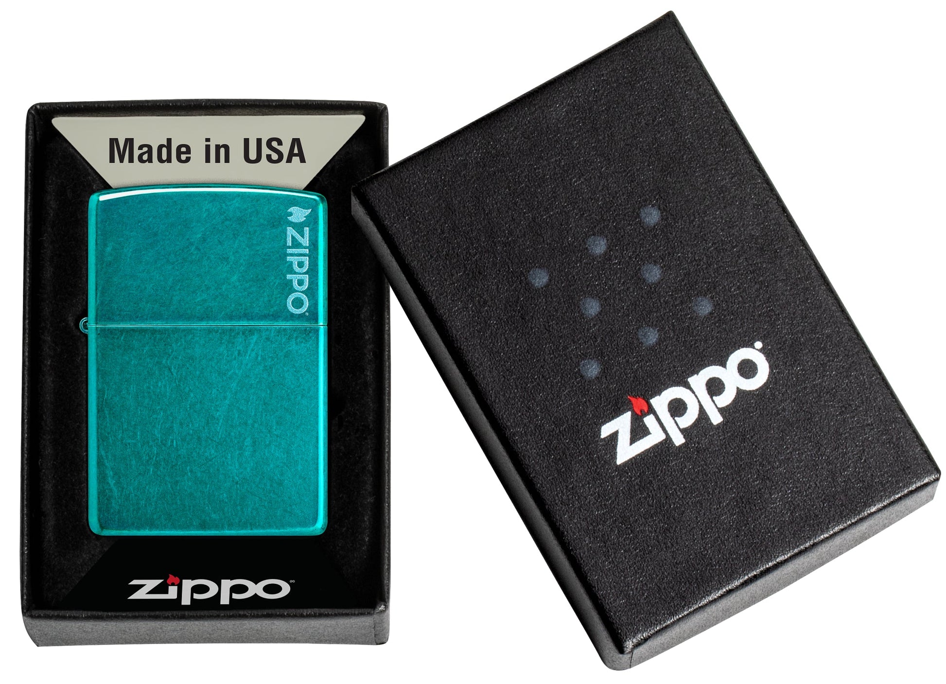 Zippo Classic Candy Teal Logo Windproof Lighter