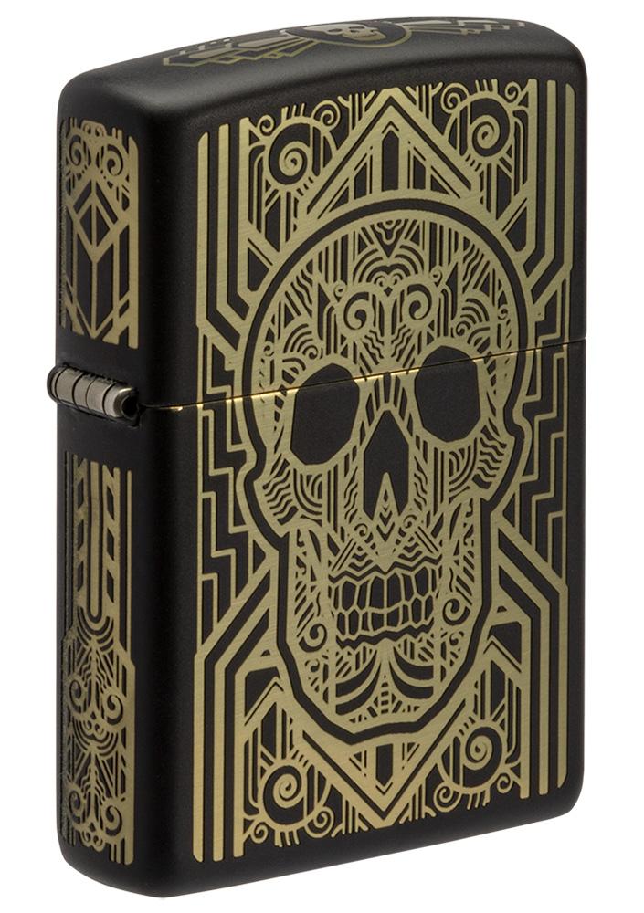 Zippo Art Deco Skull Black Matte Windproof Lighter