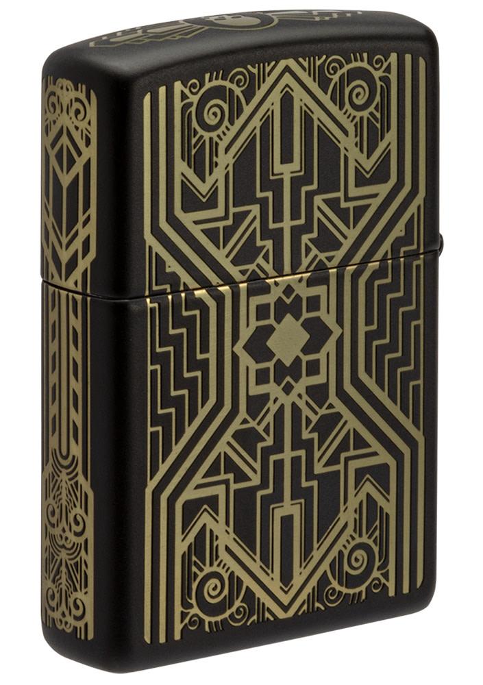 Zippo Art Deco Skull Black Matte Windproof Lighter