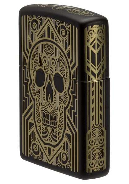 Zippo Art Deco Skull Black Matte Windproof Lighter