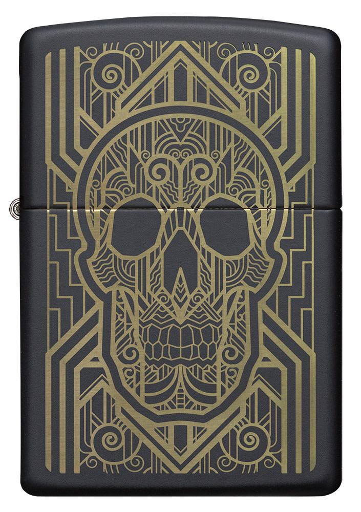 Zippo Art Deco Skull Black Matte Windproof Lighter