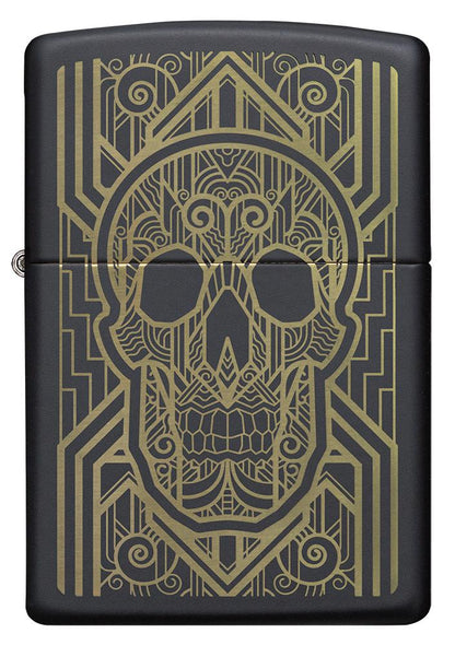 Zippo Art Deco Skull Black Matte Windproof Lighter