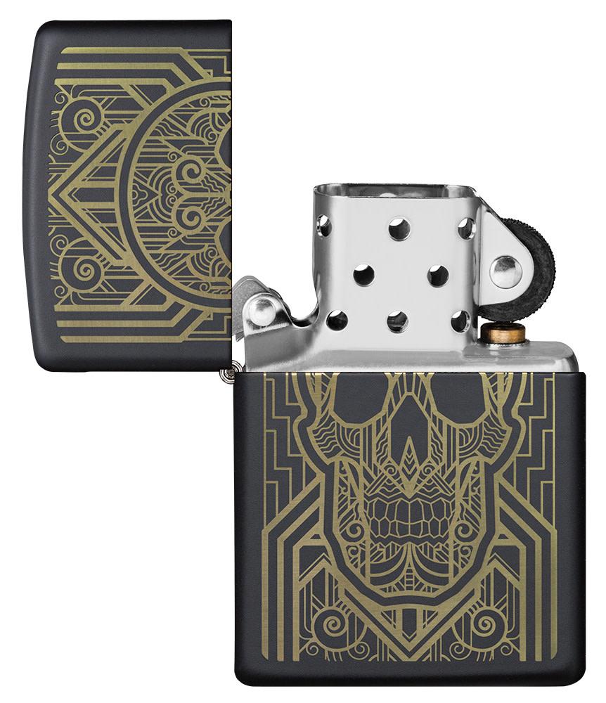 Zippo Art Deco Skull Black Matte Windproof Lighter