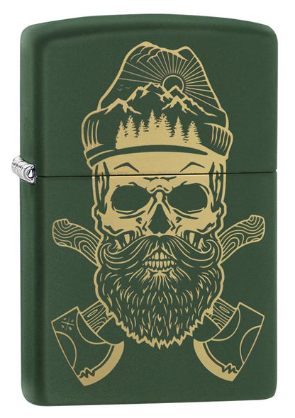Zippo Outdoor Skull Design Green Matte Windproof Lighter