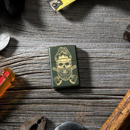 Zippo Outdoor Skull Design Green Matte Windproof Lighter