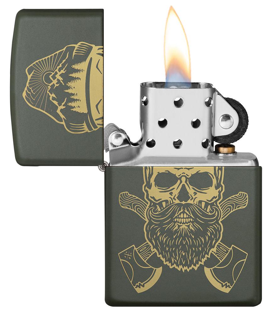 Zippo Outdoor Skull Design Green Matte Windproof Lighter
