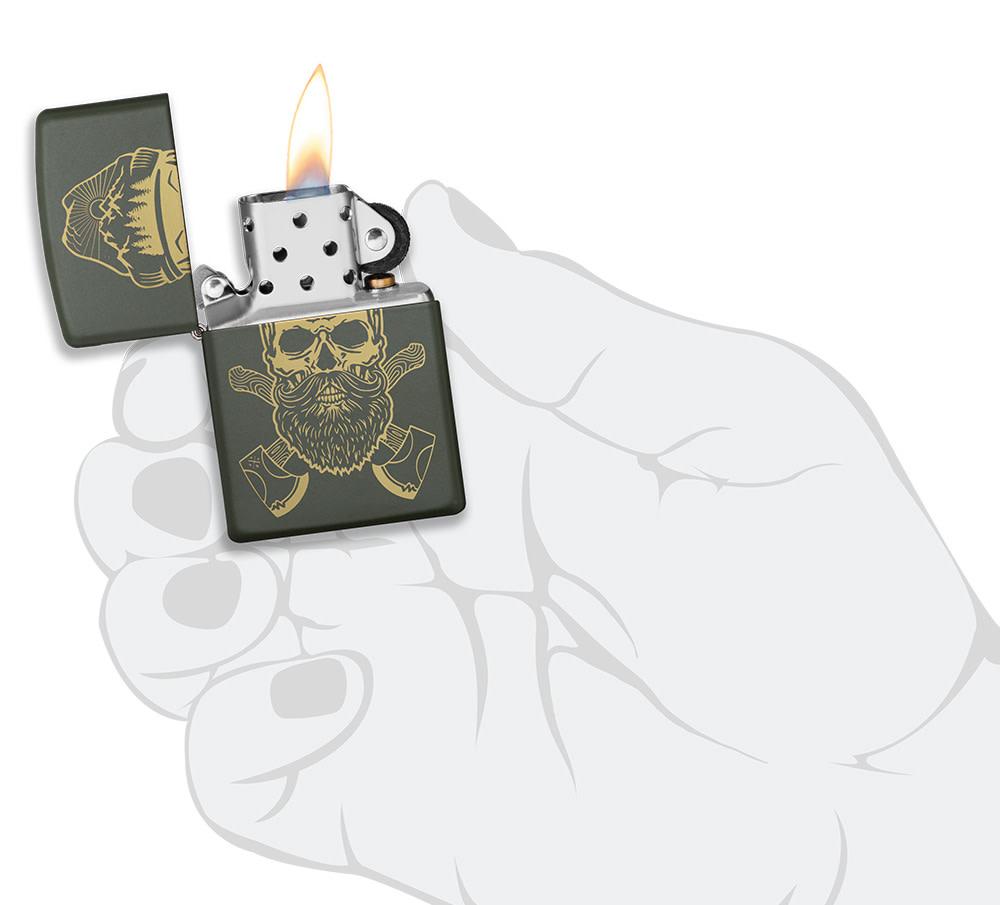 Zippo Outdoor Skull Design Green Matte Windproof Lighter