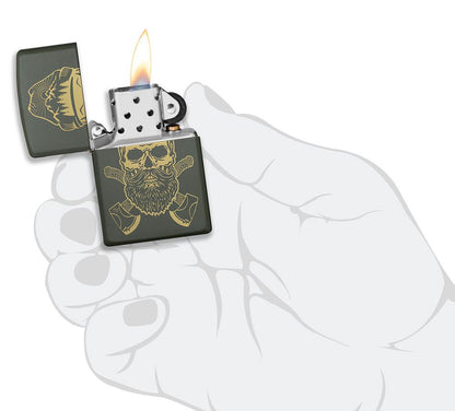 Zippo Outdoor Skull Design Green Matte Windproof Lighter