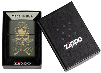 Zippo Outdoor Skull Design Green Matte Windproof Lighter