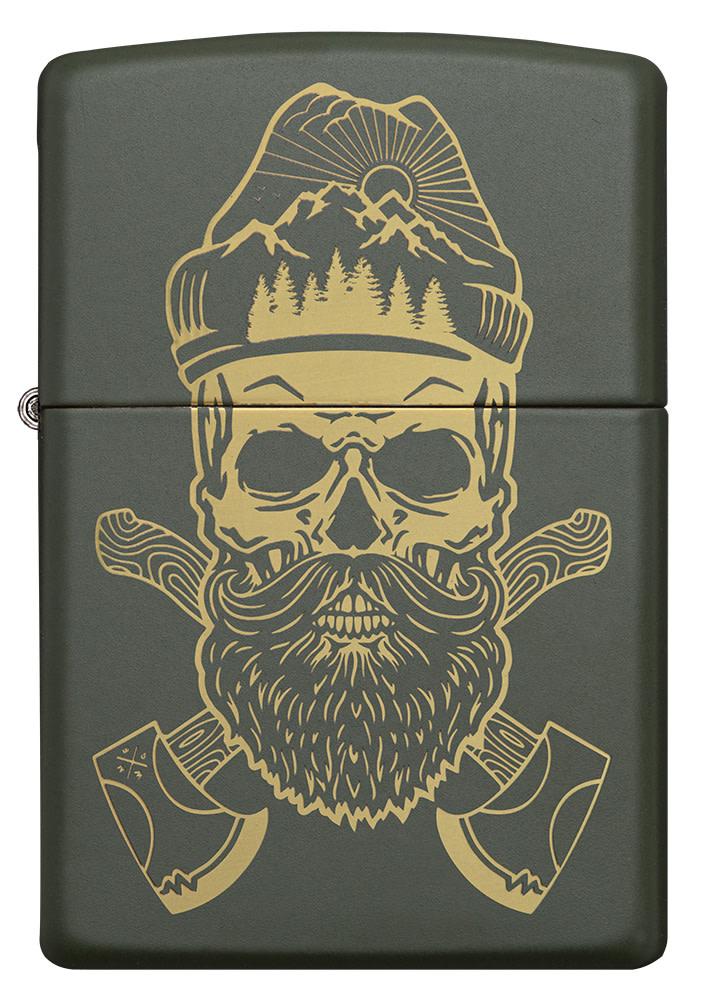 Zippo Outdoor Skull Design Green Matte Windproof Lighter