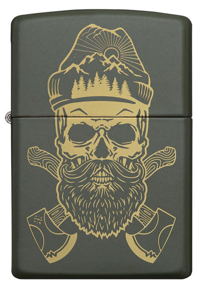 Zippo Outdoor Skull Design Green Matte Windproof Lighter