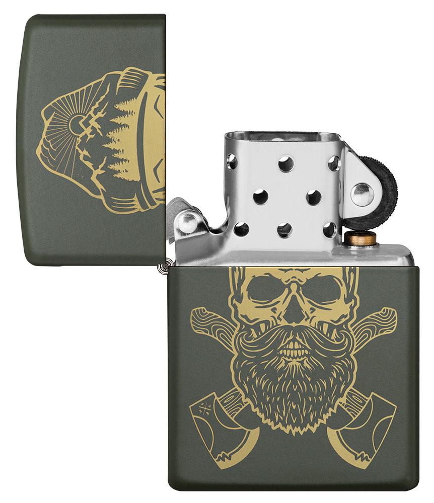 Zippo Outdoor Skull Design Green Matte Windproof Lighter