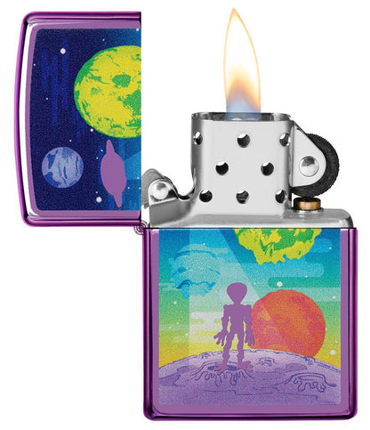 Zippo Alien Worlds High Polish Purple Windproof Lighter