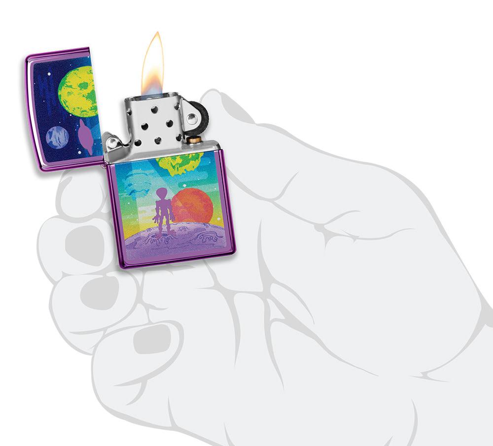 Zippo Alien Worlds High Polish Purple Windproof Lighter