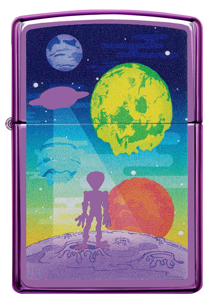 Zippo Alien Worlds High Polish Purple Windproof Lighter