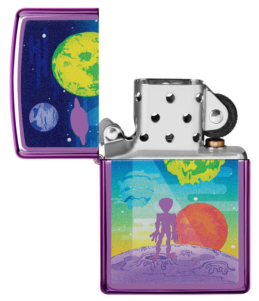 Zippo Alien Worlds High Polish Purple Windproof Lighter