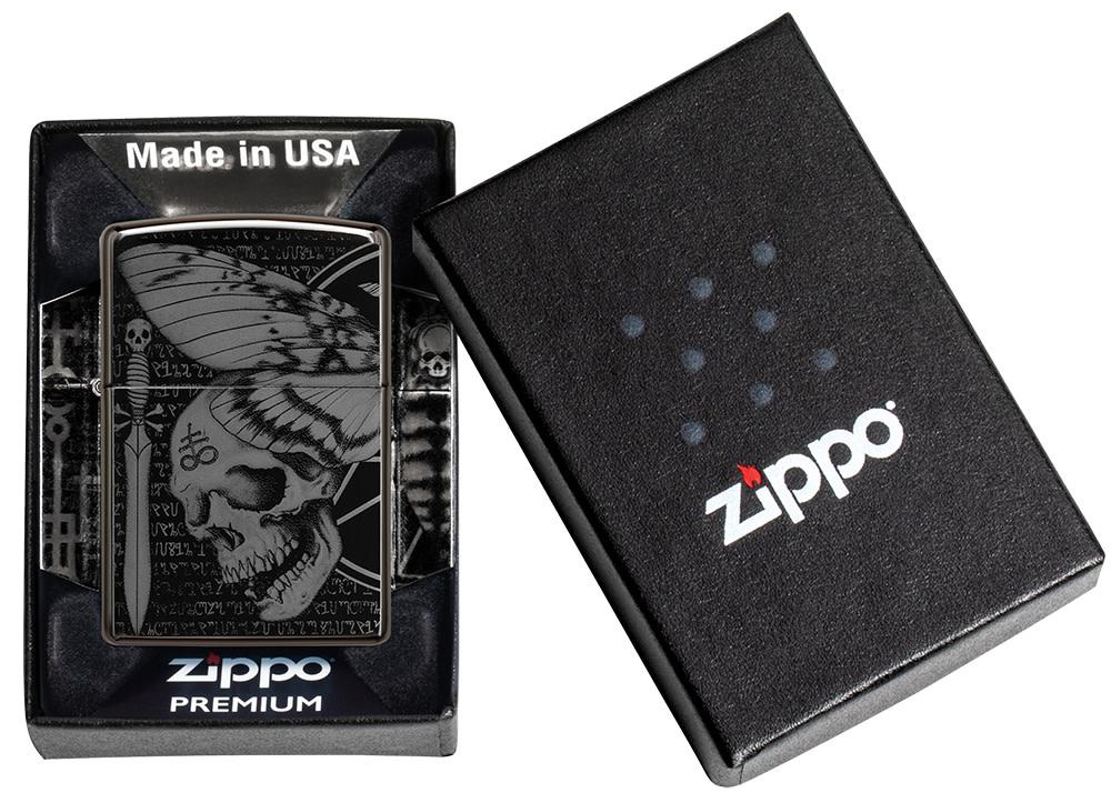 Zippo Hawkmoth High Polish Black Windproof Lighter