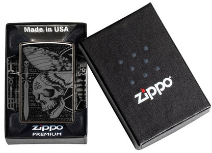 Zippo Hawkmoth High Polish Black Windproof Lighter