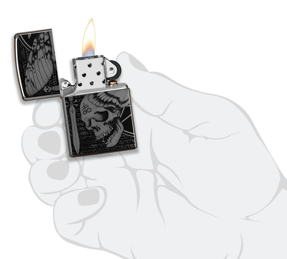 Zippo Hawkmoth High Polish Black Windproof Lighter