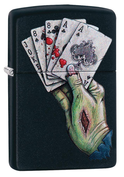 Zippo Dead Mans Hand Design Black Matte Windproof Lighter