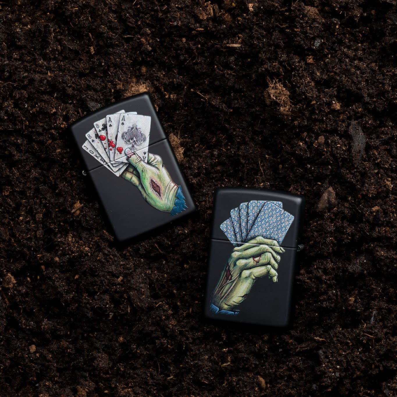 Zippo Dead Mans Hand Design Black Matte Windproof Lighter