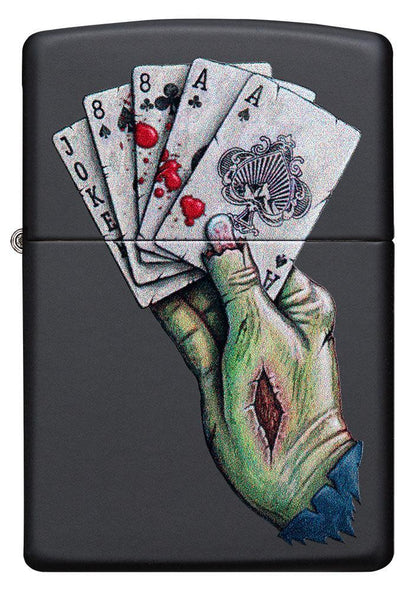 Zippo Dead Mans Hand Design Black Matte Windproof Lighter