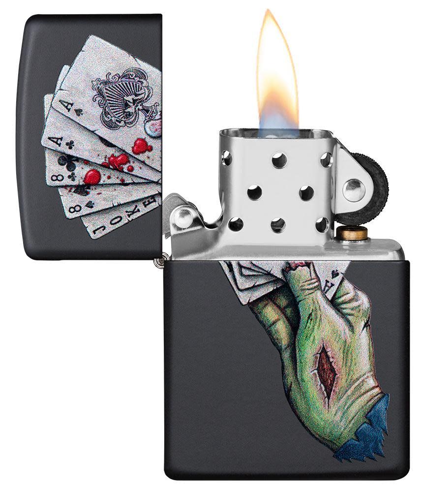 Zippo Dead Mans Hand Design Black Matte Windproof Lighter