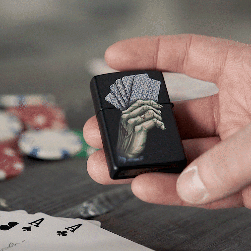 Zippo Dead Mans Hand Design Black Matte Windproof Lighter