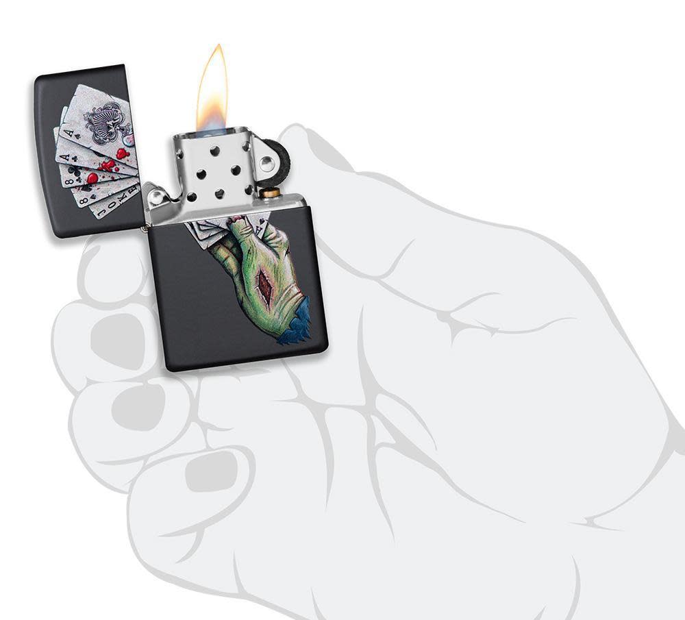 Zippo Dead Mans Hand Design Black Matte Windproof Lighter