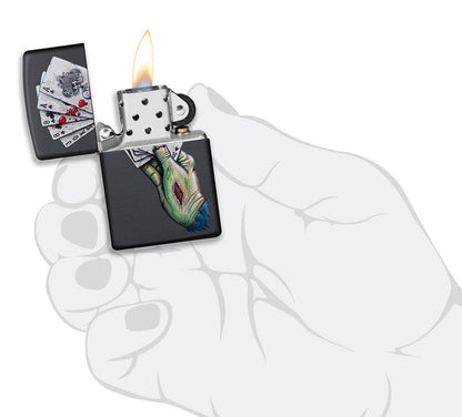 Zippo Dead Mans Hand Design Black Matte Windproof Lighter