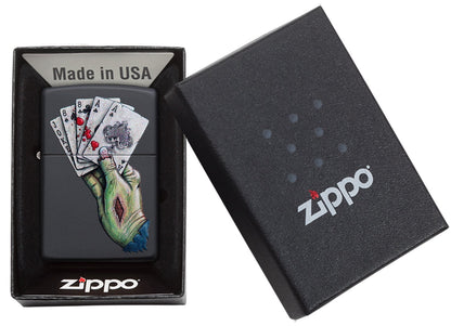 Zippo Dead Mans Hand Design Black Matte Windproof Lighter