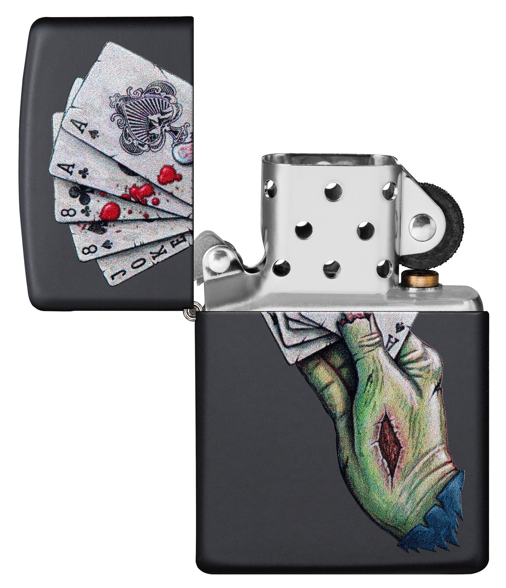 Zippo Dead Mans Hand Design Black Matte Windproof Lighter