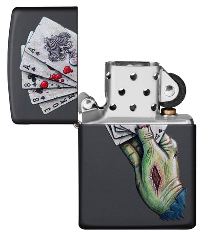 Zippo Dead Mans Hand Design Black Matte Windproof Lighter