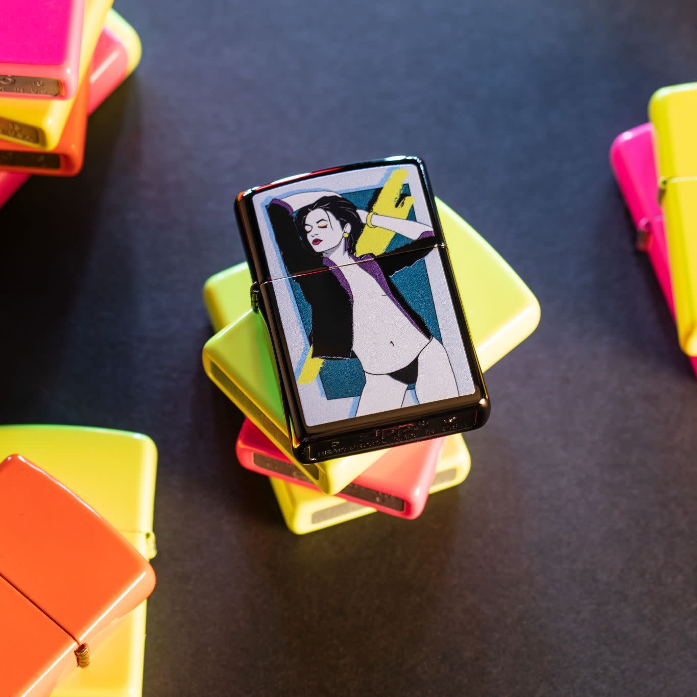 Zippo Pop Art Women Design High Polish Black Windproof Lighter