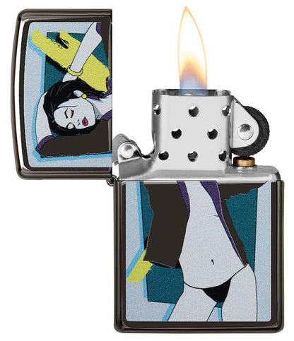 Zippo Pop Art Women Design High Polish Black Windproof Lighter