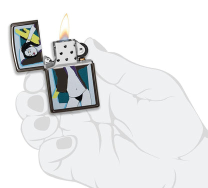 Zippo Pop Art Women Design High Polish Black Windproof Lighter