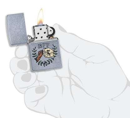 Zippo Paw Bump Design Street Chrome Windproof Lighter